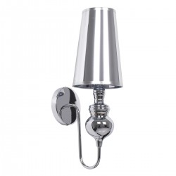 GLOBOSTAR® LAURA 01498 Μοντέρνο Φωτιστικό Τοίχου - Απλίκα με Ντουί 1 x E27 AC 220-240V IP20 - Ασημί - Μ21 x Π15 x Y48cm