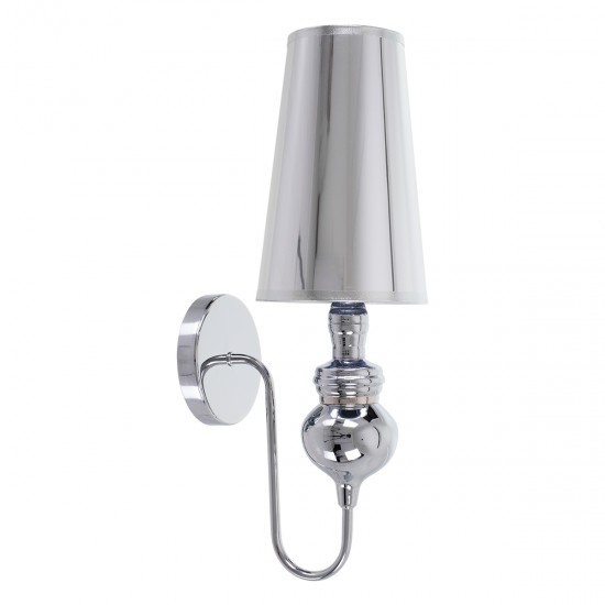 GLOBOSTAR® LAURA 01498 Μοντέρνο Φωτιστικό Τοίχου - Απλίκα με Ντουί 1 x E27 AC 220-240V IP20 - Ασημί - Μ21 x Π15 x Y48cm