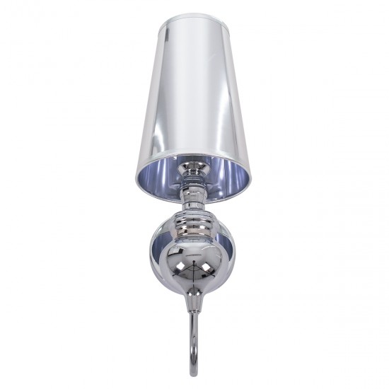 GLOBOSTAR® LAURA 01498 Μοντέρνο Φωτιστικό Τοίχου - Απλίκα με Ντουί 1 x E27 AC 220-240V IP20 - Ασημί - Μ21 x Π15 x Y48cm