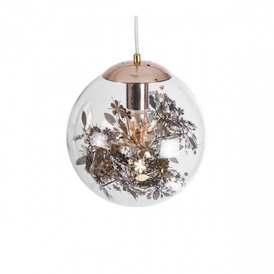 GLOBOSTAR® HARPER 01511 Μοντέρνο Κρεμαστό Φωτιστικό Οροφής με Ντουί 1 x E27 AC 220-240V IP20 - Διάφανο & Χάλκινο - Μ25 x Π25 x Υ30cm GLOBOSTAR® HARPER 01511 Μοντέρνο Κρεμαστό Φωτιστικό Οροφής με Ντουί 1 x E27 AC 220-240V IP20 - Διάφανο & Χάλκινο - Μ25 x Π25 x Υ30cm