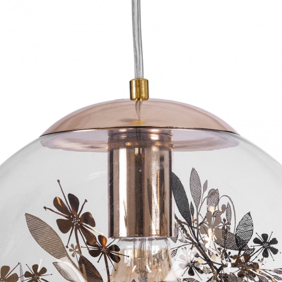 GLOBOSTAR® HARPER 01511 Μοντέρνο Κρεμαστό Φωτιστικό Οροφής με Ντουί 1 x E27 AC 220-240V IP20 - Διάφανο & Χάλκινο - Μ25 x Π25 x Υ30cm GLOBOSTAR® HARPER 01511 Μοντέρνο Κρεμαστό Φωτιστικό Οροφής με Ντουί 1 x E27 AC 220-240V IP20 - Διάφανο & Χάλκινο - Μ25 x Π25 x Υ30cm