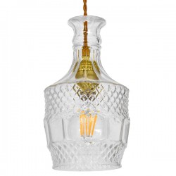 GLOBOSTAR® WHISKEY 01513 Vintage Κρεμαστό Φωτιστικό Οροφής με Ντουί 1 x E27 AC 220-240V IP20 - Διάφανο - Μ13 x Π13 x Υ22cm