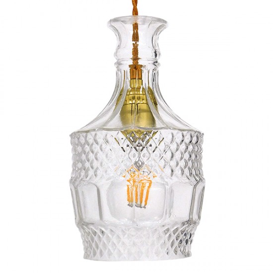 GLOBOSTAR® WHISKEY 01513 Vintage Κρεμαστό Φωτιστικό Οροφής με Ντουί 1 x E27 AC 220-240V IP20 - Διάφανο - Μ13 x Π13 x Υ22cm GLOBOSTAR® WHISKEY 01513 Vintage Κρεμαστό Φωτιστικό Οροφής με Ντουί 1 x E27 AC 220-240V IP20 - Διάφανο - Μ13 x Π13 x Υ22cm