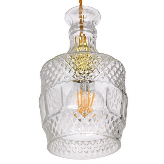 GLOBOSTAR® WHISKEY 01513 Vintage Κρεμαστό Φωτιστικό Οροφής με Ντουί 1 x E27 AC 220-240V IP20 - Διάφανο - Μ13 x Π13 x Υ22cm GLOBOSTAR® WHISKEY 01513 Vintage Κρεμαστό Φωτιστικό Οροφής με Ντουί 1 x E27 AC 220-240V IP20 - Διάφανο - Μ13 x Π13 x Υ22cm