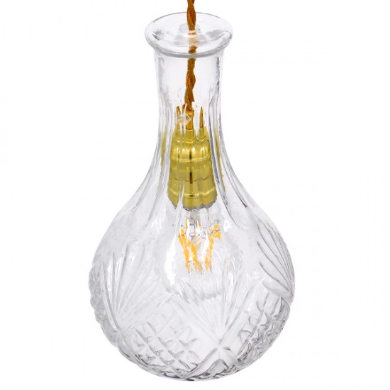 GLOBOSTAR® WHISKEY 01514 Vintage Κρεμαστό Φωτιστικό Οροφής με Ντουί 1 x E27 AC 220-240V IP20 - Διάφανο - Μ14 x Π14 x Υ23cm GLOBOSTAR® WHISKEY 01514 Vintage Κρεμαστό Φωτιστικό Οροφής με Ντουί 1 x E27 AC 220-240V IP20 - Διάφανο - Μ14 x Π14 x Υ23cm