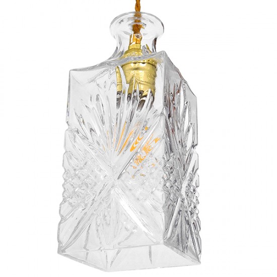 GLOBOSTAR® WHISKEY 01516 Vintage Κρεμαστό Φωτιστικό Οροφής με Ντουί 1 x E27 AC 220-240V IP20 - Διάφανο - Μ10 x Π10 x Υ24cm