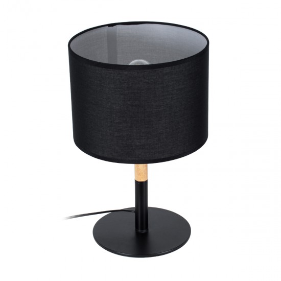 GLOBOSTAR® BRONX 01519 Μοντέρνο Επιτραπέζιο Φωτιστικό Πορτατίφ με Ντουί 1 x E27 AC 220-240V IP20 - Μαύρο & Μπεζ - Μ25 x Π25 x Υ40cm