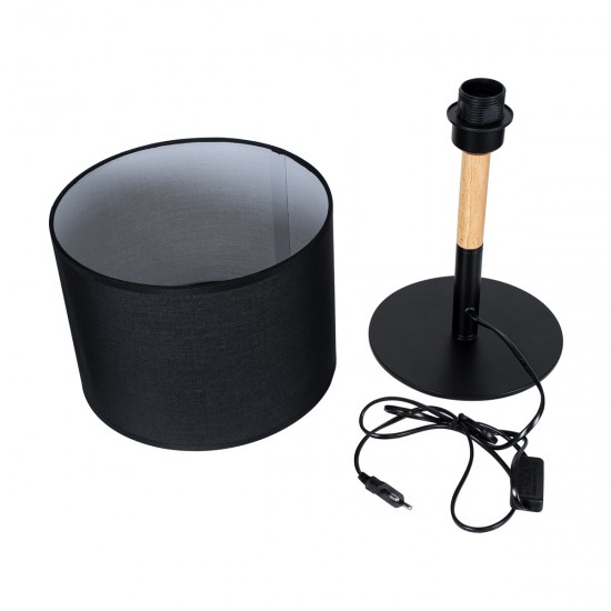 GLOBOSTAR® BRONX 01519 Μοντέρνο Επιτραπέζιο Φωτιστικό Πορτατίφ με Ντουί 1 x E27 AC 220-240V IP20 - Μαύρο & Μπεζ - Μ25 x Π25 x Υ40cm