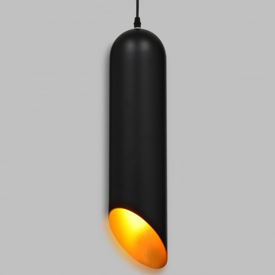 GLOBOSTAR® CARSON 01528 Μοντέρνο Κρεμαστό Φωτιστικό Οροφής με Ντουί 1 x E27 AC 220-240V IP20 - Μαύρο & Χρυσό - Μ12 x Π12 x Υ52cm