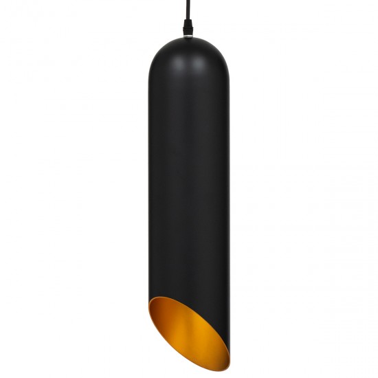 GLOBOSTAR® CARSON 01528 Μοντέρνο Κρεμαστό Φωτιστικό Οροφής με Ντουί 1 x E27 AC 220-240V IP20 - Μαύρο & Χρυσό - Μ12 x Π12 x Υ52cm