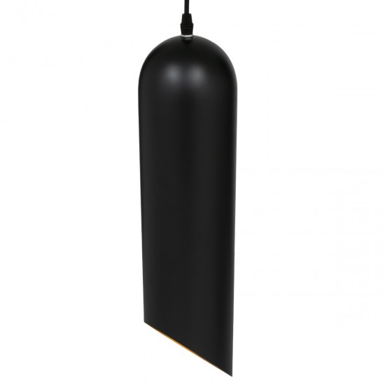 GLOBOSTAR® CARSON 01528 Μοντέρνο Κρεμαστό Φωτιστικό Οροφής με Ντουί 1 x E27 AC 220-240V IP20 - Μαύρο & Χρυσό - Μ12 x Π12 x Υ52cm