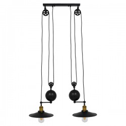 GLOBOSTAR® CARILO 01550 Vintage Κρεμαστό Φωτιστικό Οροφής με Ντουί 2 x E27 AC 220-240V IP20 - Μαύρο & Χρυσό - Μ72 x Π26 x Υ120cm