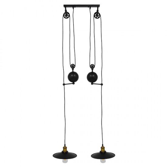 GLOBOSTAR® CARILO 01550 Vintage Κρεμαστό Φωτιστικό Οροφής με Ντουί 2 x E27 AC 220-240V IP20 - Μαύρο & Χρυσό - Μ72 x Π26 x Υ120cm