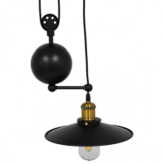 GLOBOSTAR® CARILO 01550 Vintage Κρεμαστό Φωτιστικό Οροφής με Ντουί 2 x E27 AC 220-240V IP20 - Μαύρο & Χρυσό - Μ72 x Π26 x Υ120cm
