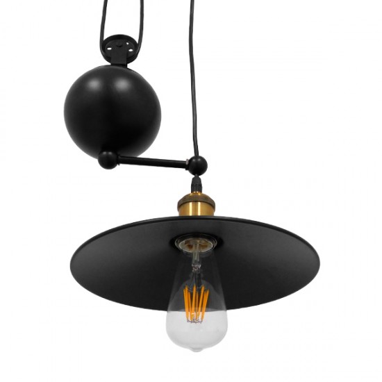 GLOBOSTAR® CARILO 01550 Vintage Κρεμαστό Φωτιστικό Οροφής με Ντουί 2 x E27 AC 220-240V IP20 - Μαύρο & Χρυσό - Μ72 x Π26 x Υ120cm