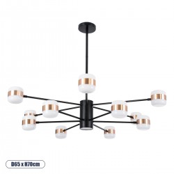 GLOBOSTAR® ORNATE 01553 Μοντέρνο Φωτιστικό Οροφής LED 104W 8320lm 360° AC 220-240V IP20 Φυσικό Λευκό 4500K - Lumileds SMD Chip - Μαύρο & Χάλκινο - Μ65 x Π65 x Υ70cm - 2 Χρόνια Εγγύηση
