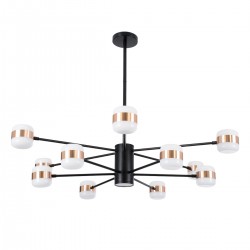 GLOBOSTAR® ORNATE 01553 Μοντέρνο Φωτιστικό Οροφής LED 104W 8320lm 360° AC 220-240V IP20 Φυσικό Λευκό 4500K - Lumileds SMD Chip - Μαύρο & Χάλκινο - Μ65 x Π65 x Υ70cm - 2 Χρόνια Εγγύηση