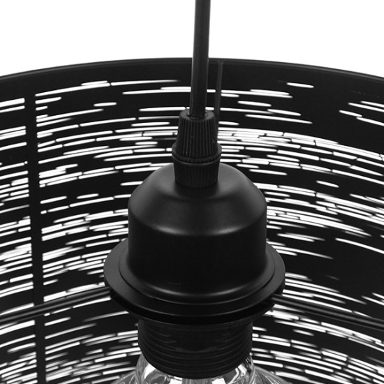 GLOBOSTAR® ACCADEMIA 01556 Μοντέρνο Κρεμαστό Φωτιστικό Οροφής με Ντουί 1 x E27 AC 220-240V IP20 - Μαύρο - Μ35 x Π35 x Υ25cm