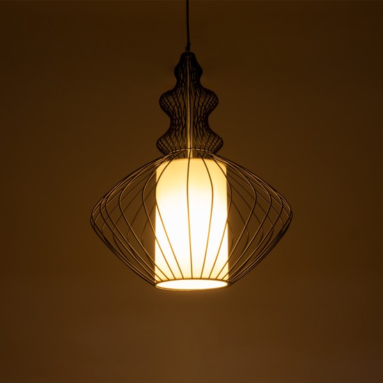 GLOBOSTAR® LILY 01558 Vintage Κρεμαστό Φωτιστικό Οροφής με Ντουί 1 x E27 AC 220-240V IP20 - Μαύρο & Λευκό - Μ43 x Π43 x Υ55cm GLOBOSTAR® LILY 01558 Vintage Κρεμαστό Φωτιστικό Οροφής με Ντουί 1 x E27 AC 220-240V IP20 - Μαύρο & Λευκό - Μ43 x Π43 x Υ55cm