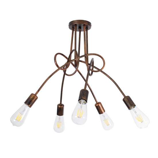 GLOBOSTAR® PAULELI 01564 Μοντέρνο Φωτιστικό Οροφής με Ντουί 5 x E27 AC 220-240V IP20 - Χάλκινο - Μ80 x Π80 x Υ40cm