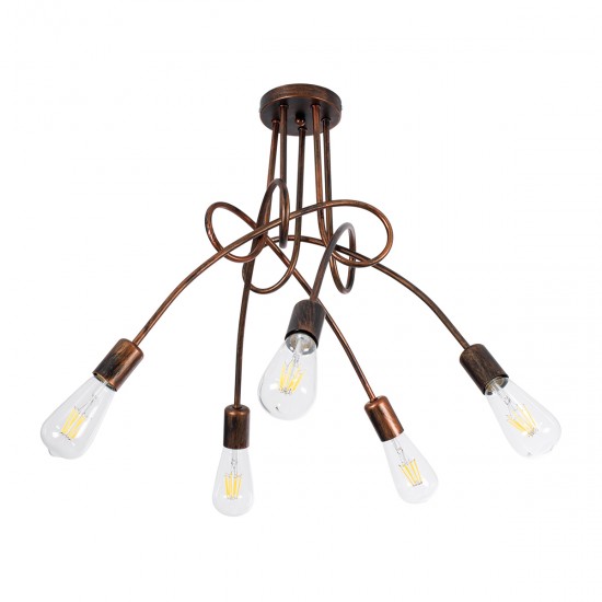 GLOBOSTAR® PAULELI 01564 Μοντέρνο Φωτιστικό Οροφής με Ντουί 5 x E27 AC 220-240V IP20 - Χάλκινο - Μ80 x Π80 x Υ40cm