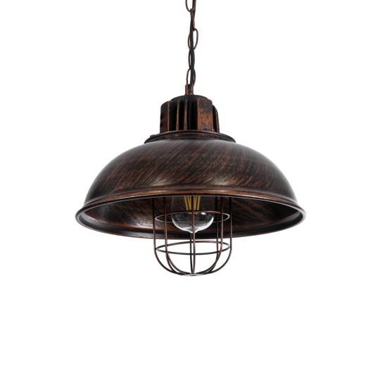 GLOBOSTAR® HARROW 01572 Vintage Κρεμαστό Φωτιστικό Οροφής με Ντουί 1 x E27 AC 220-240V IP20 - Χάλκινο - Μ33 x Π33 x Υ26cm