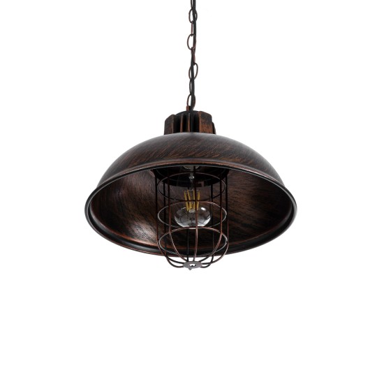 GLOBOSTAR® HARROW 01572 Vintage Κρεμαστό Φωτιστικό Οροφής με Ντουί 1 x E27 AC 220-240V IP20 - Χάλκινο - Μ33 x Π33 x Υ26cm