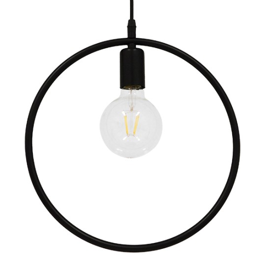 GLOBOSTAR® OMICRON 01578 Μοντέρνο Κρεμαστό Φωτιστικό Οροφής με Ντουί 1 x E27 AC 220-240V IP20 - Μαύρο - Μ33 x Π4 x Υ33cm