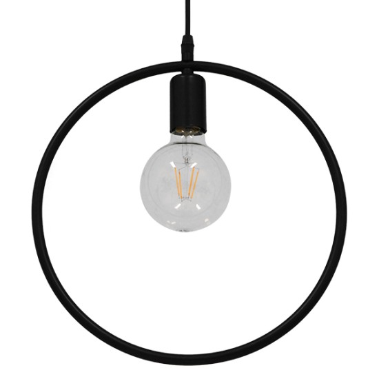 GLOBOSTAR® OMICRON 01578 Μοντέρνο Κρεμαστό Φωτιστικό Οροφής με Ντουί 1 x E27 AC 220-240V IP20 - Μαύρο - Μ33 x Π4 x Υ33cm