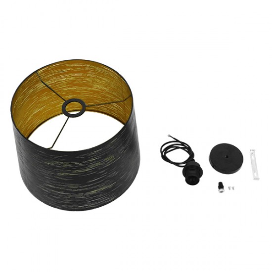 GLOBOSTAR® ACCADEMIA 01584 Μοντέρνο Κρεμαστό Φωτιστικό Οροφής με Ντουί 1 x E27 AC 220-240V IP20 - Μαύρο & Χρυσό - Μ35 x Π35 x Y25cm