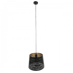 GLOBOSTAR® ACCADEMIA 01584 Μοντέρνο Κρεμαστό Φωτιστικό Οροφής με Ντουί 1 x E27 AC 220-240V IP20 - Μαύρο & Χρυσό - Μ35 x Π35 x Y25cm