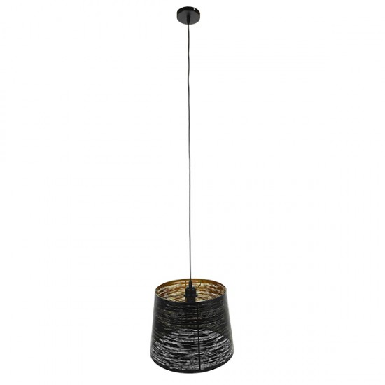 GLOBOSTAR® ACCADEMIA 01584 Μοντέρνο Κρεμαστό Φωτιστικό Οροφής με Ντουί 1 x E27 AC 220-240V IP20 - Μαύρο & Χρυσό - Μ35 x Π35 x Y25cm