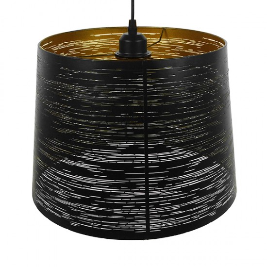 GLOBOSTAR® ACCADEMIA 01584 Μοντέρνο Κρεμαστό Φωτιστικό Οροφής με Ντουί 1 x E27 AC 220-240V IP20 - Μαύρο & Χρυσό - Μ35 x Π35 x Y25cm