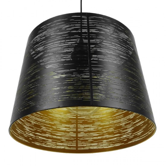 GLOBOSTAR® ACCADEMIA 01584 Μοντέρνο Κρεμαστό Φωτιστικό Οροφής με Ντουί 1 x E27 AC 220-240V IP20 - Μαύρο & Χρυσό - Μ35 x Π35 x Y25cm
