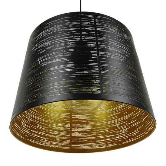 GLOBOSTAR® ACCADEMIA 01584 Μοντέρνο Κρεμαστό Φωτιστικό Οροφής με Ντουί 1 x E27 AC 220-240V IP20 - Μαύρο & Χρυσό - Μ35 x Π35 x Y25cm
