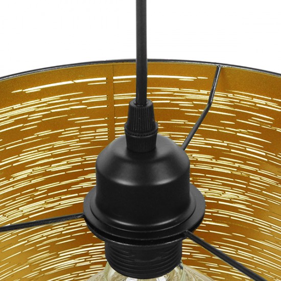 GLOBOSTAR® ACCADEMIA 01584 Μοντέρνο Κρεμαστό Φωτιστικό Οροφής με Ντουί 1 x E27 AC 220-240V IP20 - Μαύρο & Χρυσό - Μ35 x Π35 x Y25cm
