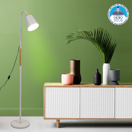 GLOBOSTAR® RIBBON 01586 Μοντέρνο Επιδαπέδιο Φωτιστικό με Ντουί 1 x E27 AC 220-240V IP20 - Λευκό & Μπεζ - Μ13 x Π13 x Υ164cm