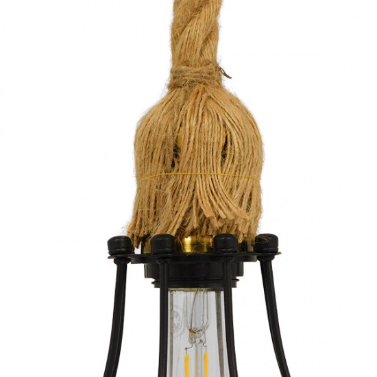 GLOBOSTAR® CAMBER 01594 Vintage Κρεμαστό Φωτιστικό Οροφής με Ντουί 1 x E27 AC 220-240V IP20 - Μαύρο & Μπεζ - Μ11 x Π11 x Υ25cm GLOBOSTAR® CAMBER 01594 Vintage Κρεμαστό Φωτιστικό Οροφής με Ντουί 1 x E27 AC 220-240V IP20 - Μαύρο & Μπεζ - Μ11 x Π11 x Υ25cm