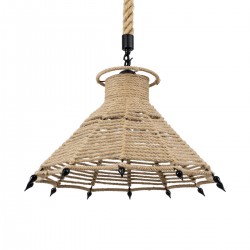 GLOBOSTAR® OZERO 01603 Boho Κρεμαστό Φωτιστικό Οροφής με Ντουί 1 x E27 AC 220-240V IP20 - Μπεζ & Μαύρο - Μ41 x Π41 x Y28cm