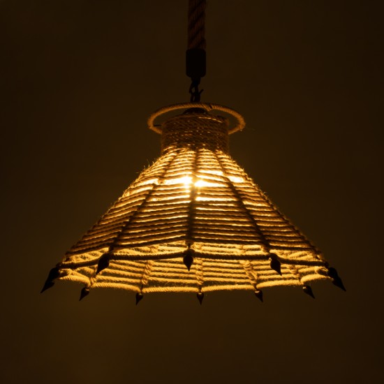 GLOBOSTAR® OZERO 01603 Boho Κρεμαστό Φωτιστικό Οροφής με Ντουί 1 x E27 AC 220-240V IP20 - Μπεζ & Μαύρο - Μ41 x Π41 x Y28cm