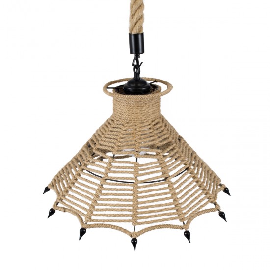 GLOBOSTAR® OZERO 01603 Boho Κρεμαστό Φωτιστικό Οροφής με Ντουί 1 x E27 AC 220-240V IP20 - Μπεζ & Μαύρο - Μ41 x Π41 x Y28cm