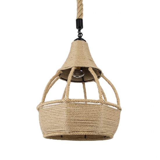 GLOBOSTAR® KUBRIC 01605 Boho Κρεμαστό Φωτιστικό Οροφής με Ντουί 1 x E27 AC 220-240V IP20 - Μπεζ - Μ30 x Π30 x Y40cm GLOBOSTAR® KUBRIC 01605 Boho Κρεμαστό Φωτιστικό Οροφής με Ντουί 1 x E27 AC 220-240V IP20 - Μπεζ - Μ30 x Π30 x Y40cm