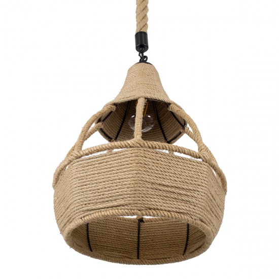 GLOBOSTAR® KUBRIC 01605 Boho Κρεμαστό Φωτιστικό Οροφής με Ντουί 1 x E27 AC 220-240V IP20 - Μπεζ - Μ30 x Π30 x Y40cm GLOBOSTAR® KUBRIC 01605 Boho Κρεμαστό Φωτιστικό Οροφής με Ντουί 1 x E27 AC 220-240V IP20 - Μπεζ - Μ30 x Π30 x Y40cm
