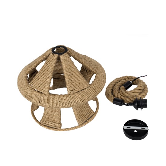 GLOBOSTAR® SOLITARIO 01606 Boho Κρεμαστό Φωτιστικό Οροφής με Ντουί 1 x E27 AC 220-240V IP20 - Μπεζ - Μ36 x Π36 x Y30cm