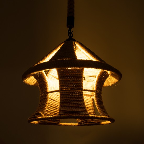 GLOBOSTAR® SOLITARIO 01606 Boho Κρεμαστό Φωτιστικό Οροφής με Ντουί 1 x E27 AC 220-240V IP20 - Μπεζ - Μ36 x Π36 x Y30cm