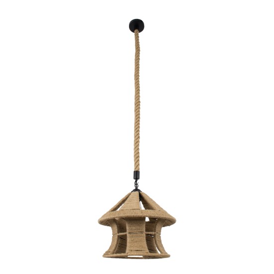 GLOBOSTAR® SOLITARIO 01606 Boho Κρεμαστό Φωτιστικό Οροφής με Ντουί 1 x E27 AC 220-240V IP20 - Μπεζ - Μ36 x Π36 x Y30cm
