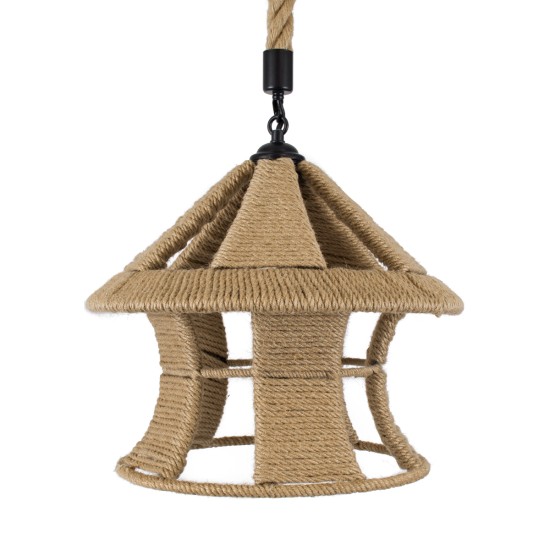 GLOBOSTAR® SOLITARIO 01606 Boho Κρεμαστό Φωτιστικό Οροφής με Ντουί 1 x E27 AC 220-240V IP20 - Μπεζ - Μ36 x Π36 x Y30cm