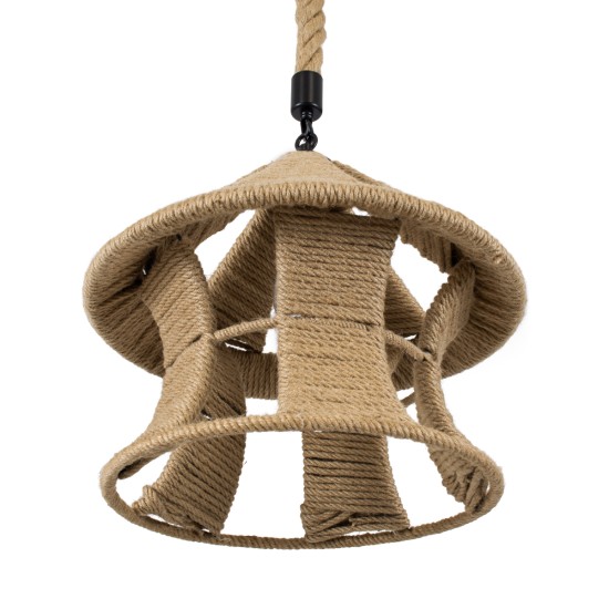 GLOBOSTAR® SOLITARIO 01606 Boho Κρεμαστό Φωτιστικό Οροφής με Ντουί 1 x E27 AC 220-240V IP20 - Μπεζ - Μ36 x Π36 x Y30cm