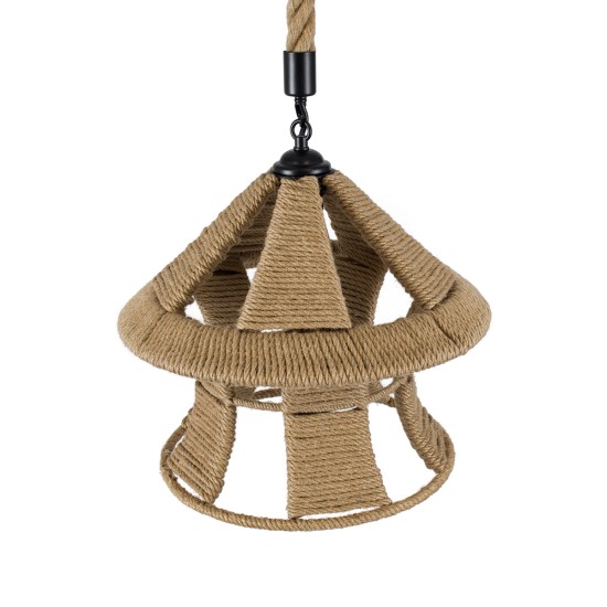 GLOBOSTAR® SOLITARIO 01606 Boho Κρεμαστό Φωτιστικό Οροφής με Ντουί 1 x E27 AC 220-240V IP20 - Μπεζ - Μ36 x Π36 x Y30cm
