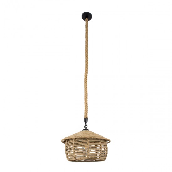 GLOBOSTAR® SPIRIT 01607 Boho Κρεμαστό Φωτιστικό Οροφής με Ντουί 1 x E27 AC 220-240V IP20 - Μπεζ - Μ35 x Π35 x Y30cm